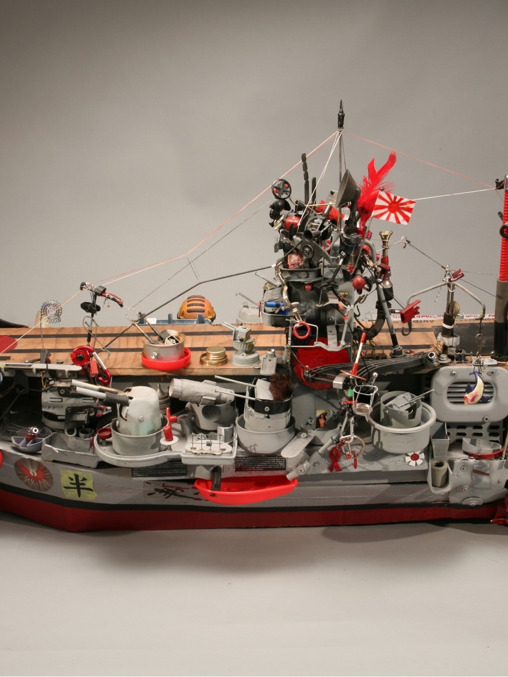 Two Japanese Mikasa Warships – Mixed Media Folk Art Sculptures (Pair)